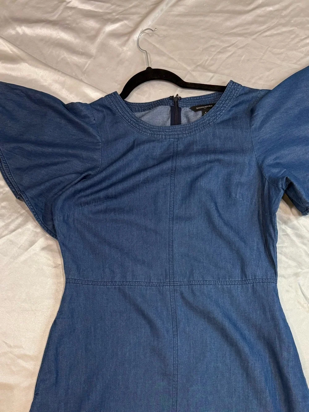 Banana Republic Denim Blue Flutter-Sleeve Mini Dress